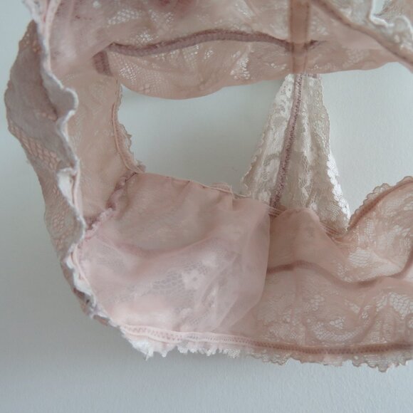 INTIMATELY FREE PEOPLE Galloon Nude Lace Bralette Bra Neutral Boho - Size S - Picture 7 of 14